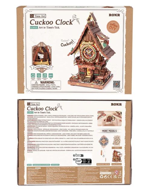 ROKR Cuckoo Clock Mechanical Gear 3D Wooden Puzzle - Coloured – image 2