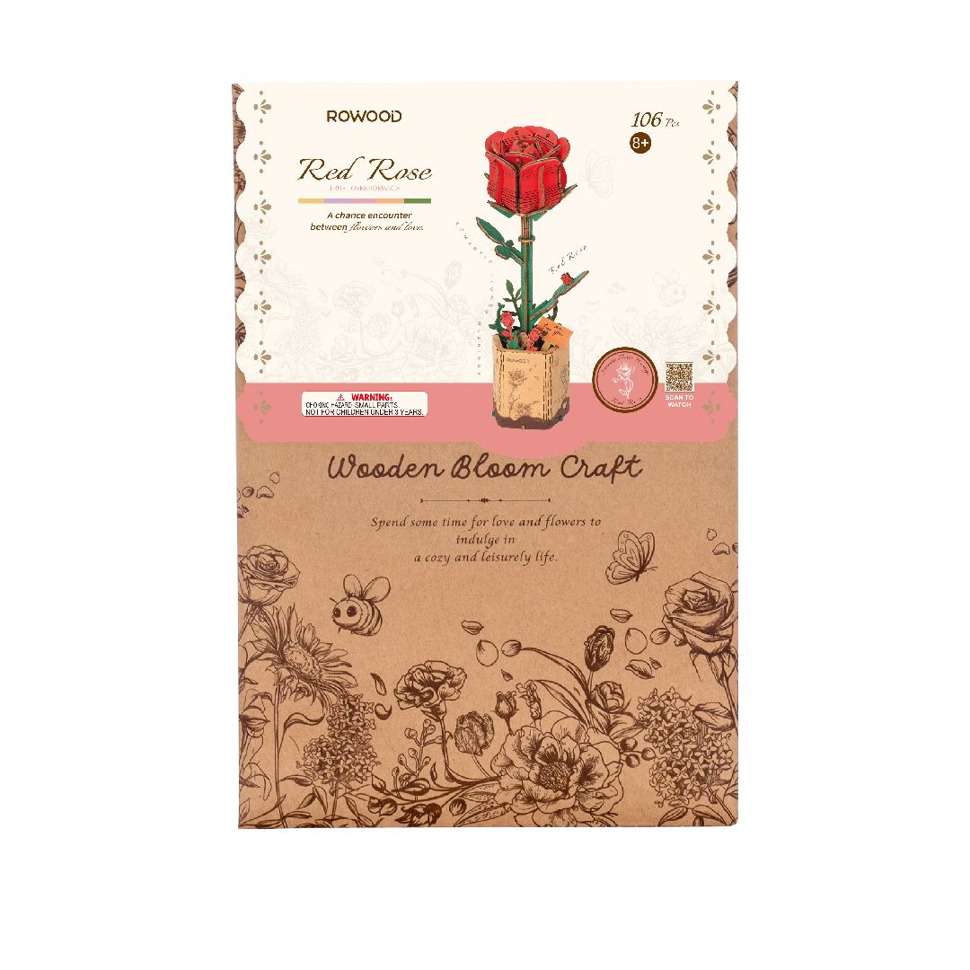 Rowood DIY Red Rose 3D Wooden Puzzle – image 3