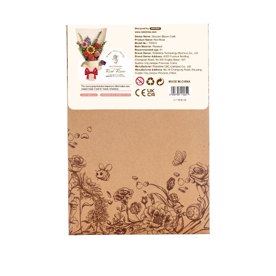 Rowood DIY Red Rose 3D Wooden Puzzle – image 4