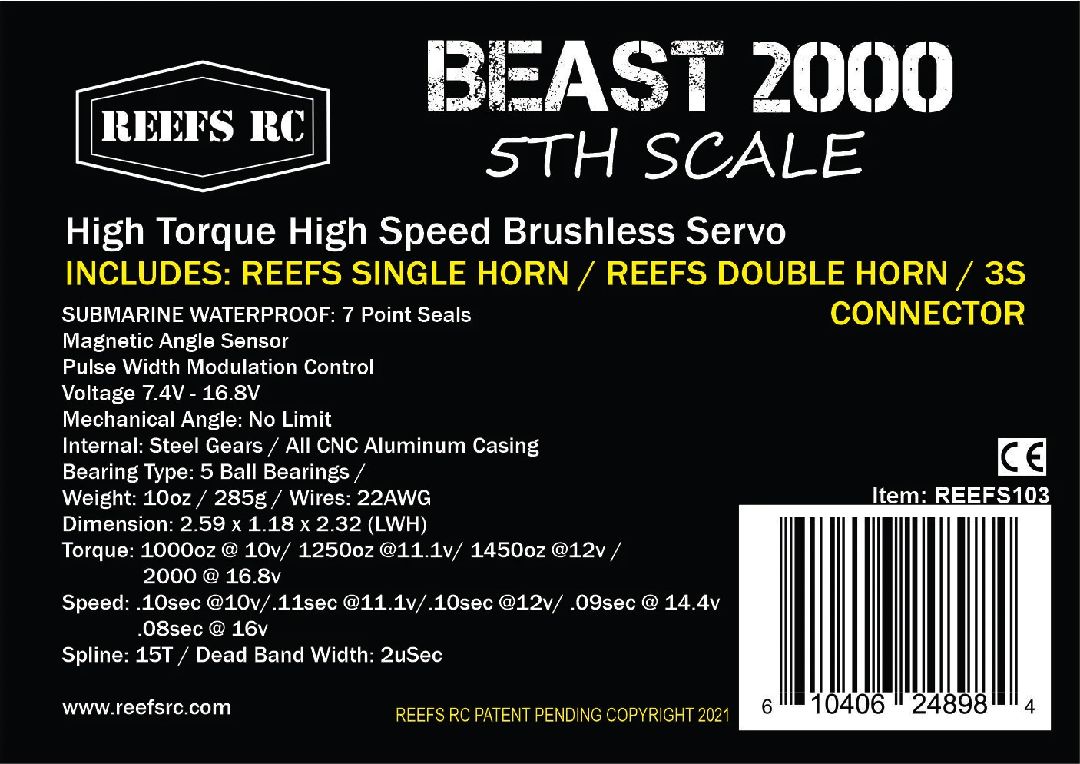 Reefs BEAST 2000 1/5th Submarine Servo 1450oz 0.08sec@16V – image 5
