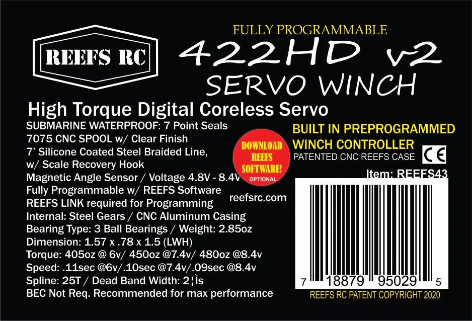 Reefs 422HDv2 Servo Winch w/Built In Controller - 480oz @8.4V – image 6