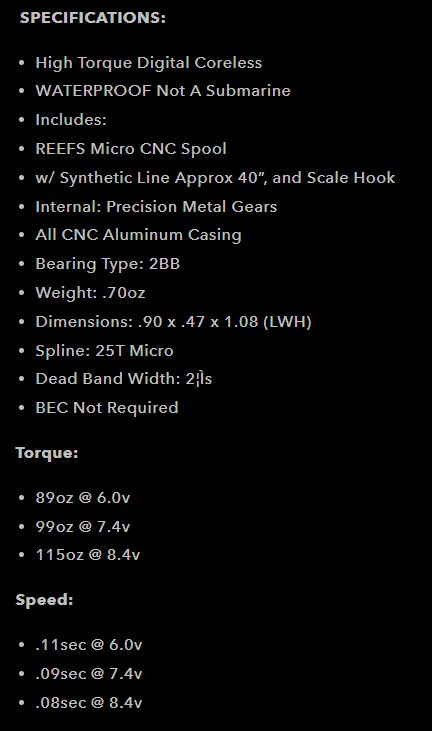 Reefs 99 Micro Servo Winch w/Micro Spool Kit - 115oz @8.4V – image 3