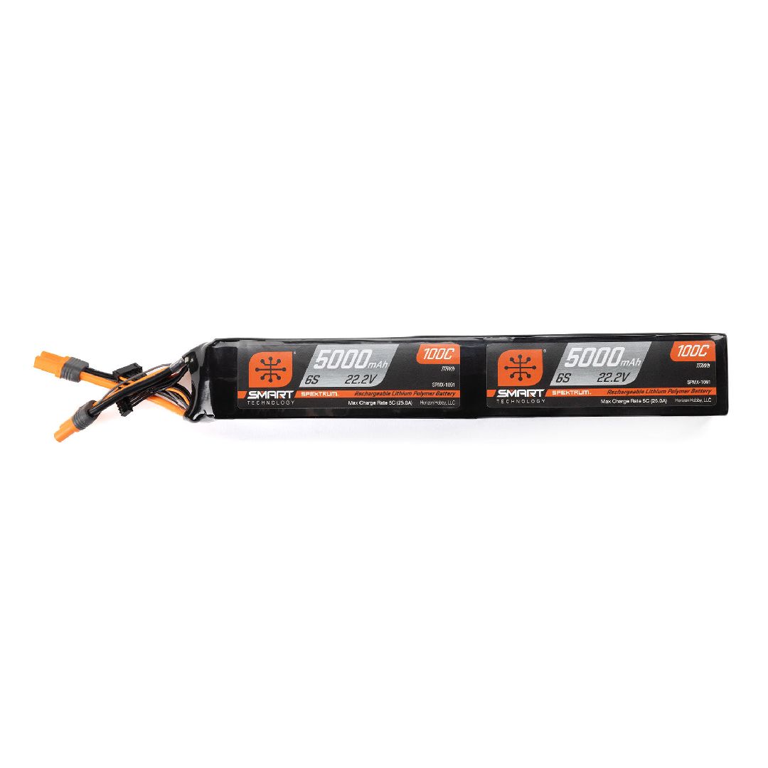 Spektrum 5000mAh 22.2V 6S X2 100C Smart LiPo Dual IC5 – image 2
