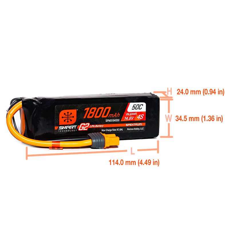 Spektrum 1800mAh 4S 14.8V Smart G2 LiPo 50C; IC3 – image 2