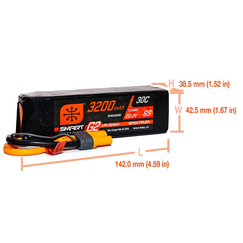 Spektrum 3200mAh 6S 22.2V Smart G2 LiPo 30C; IC5 – image 3