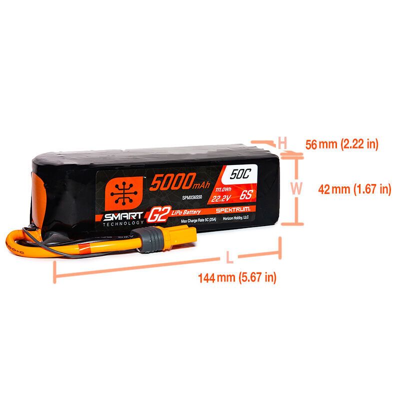 Spektrum 5000mAh 6S 22.2V Smart G2 LiPo 50C; IC5 – image 3