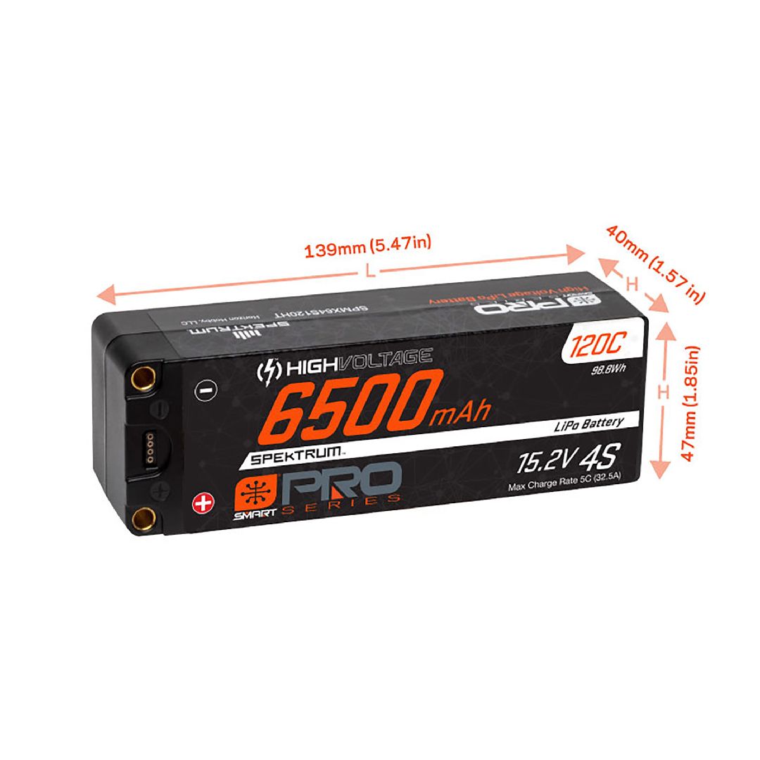 Spektrum 6500mAh 4S 15.2V Smart Pro Race HV LiPo 120C: 5mm – image 3