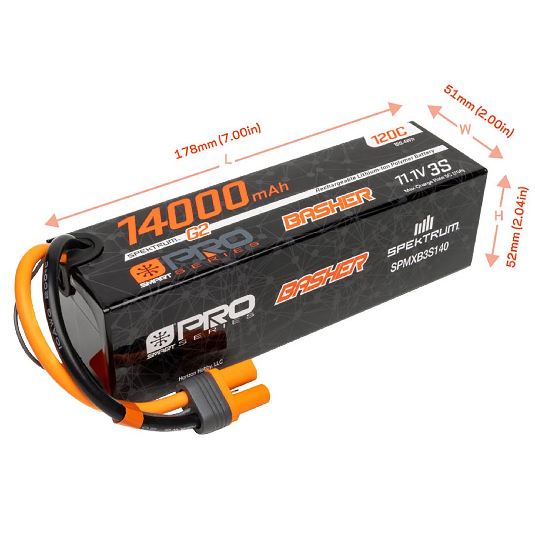 Spektrum 14000mAh 3S 11.1V Smart Pro Basher LiPo 120C IC5 – image 3