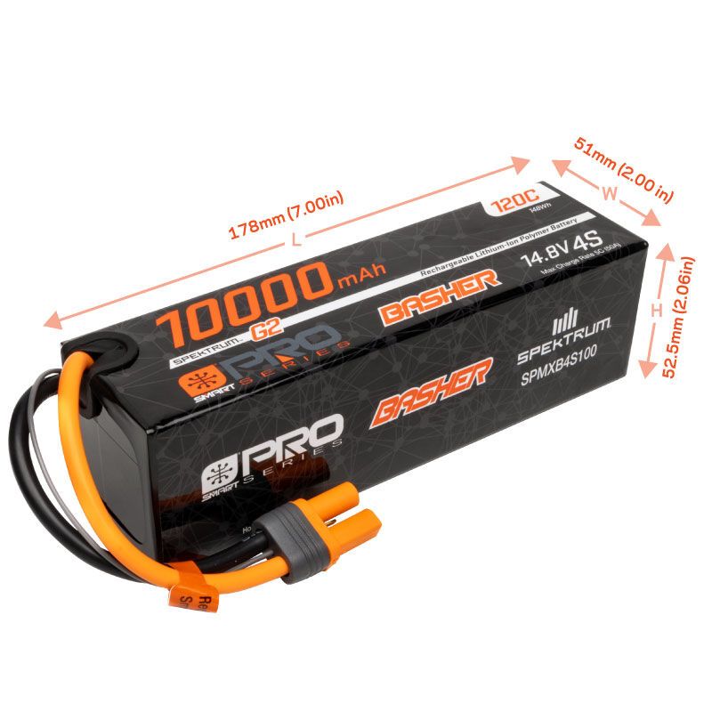 Spektrum 10000mAh 4S 14.8V Smart Pro Basher LiPo 120C IC5 – image 2