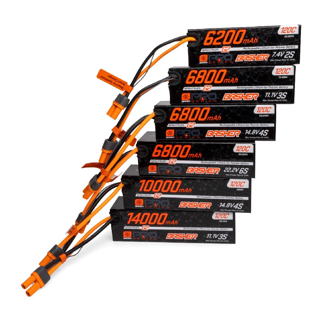 Spektrum 6800mAh 4S 14.8V Smart Pro Basher LiPo 120C IC5 – image 2