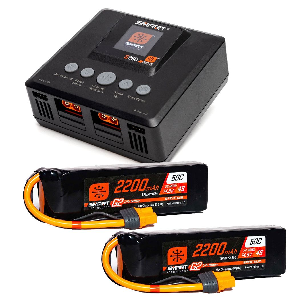 Spektrum 4S Air Bundle: (2) G2 2200mAh 4S LiPo & S250 Charger – image 5