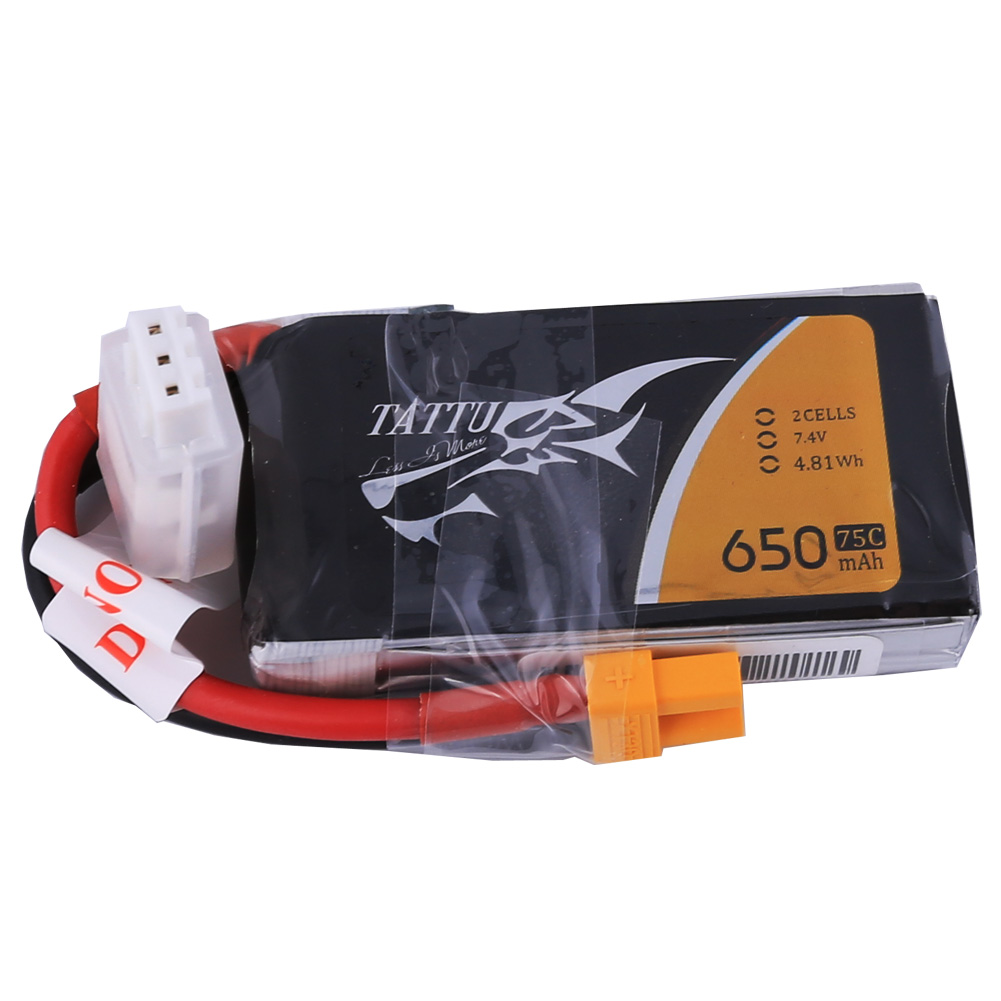 Tattu 650mAh 2S1P 7.4V 75C LiPo XT30 Plug Soft Case thumbnail 1
