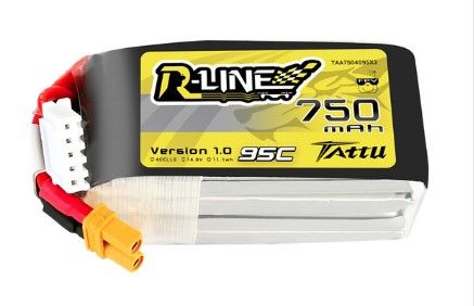 Tattu R-Line 750mAh 4S1P 14.8V 95C LiPo Battery Pack thumbnail 1