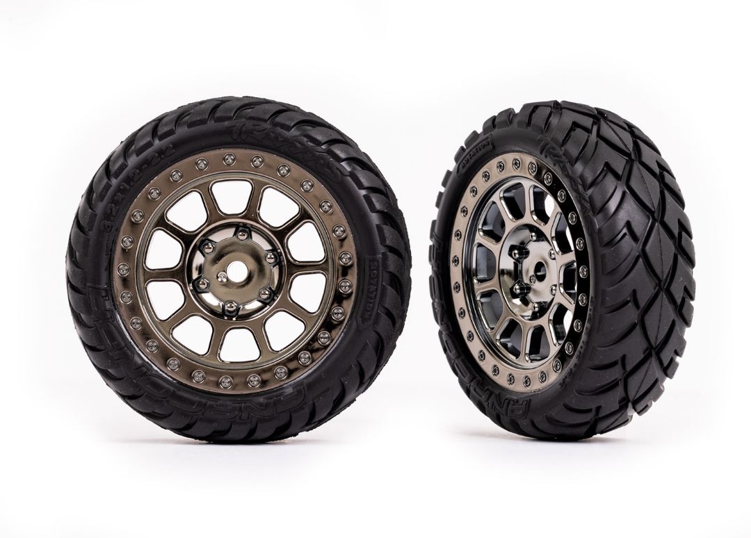 Traxxas Front Black Chrome w/ Anaconda Tires thumbnail 1