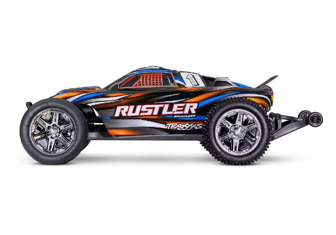 Traxxas 1/10 Rustler BL-2S 2wd RTR - Orange w/ Charger&Battery – image 4
