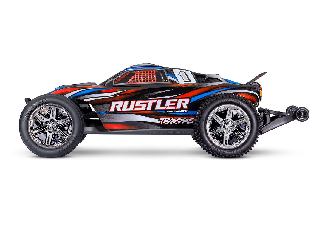 Traxxas 1/10 Rustler BL-2S 2wd RTR - Red w/ Charger & Battery – image 2