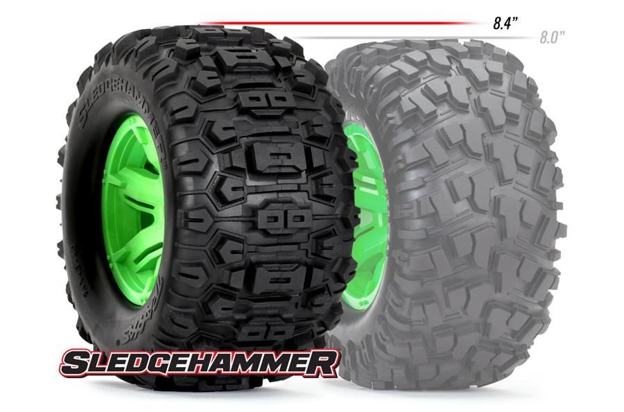 Traxxas Sledgehammer Tires on Orange Wheels for X-Maxx (2) – image 2
