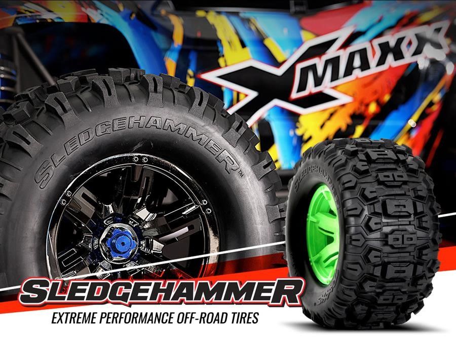 Traxxas Sledgehammer Tires on Orange Wheels for X-Maxx (2) – image 3