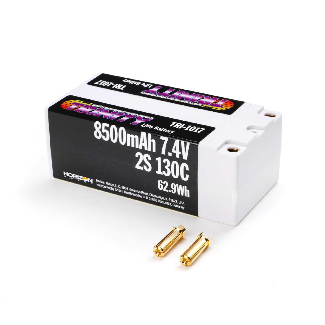 Trinity 8500mAh 2S 7.4V 130C Fat Shorty 5mm Bullets – image 2