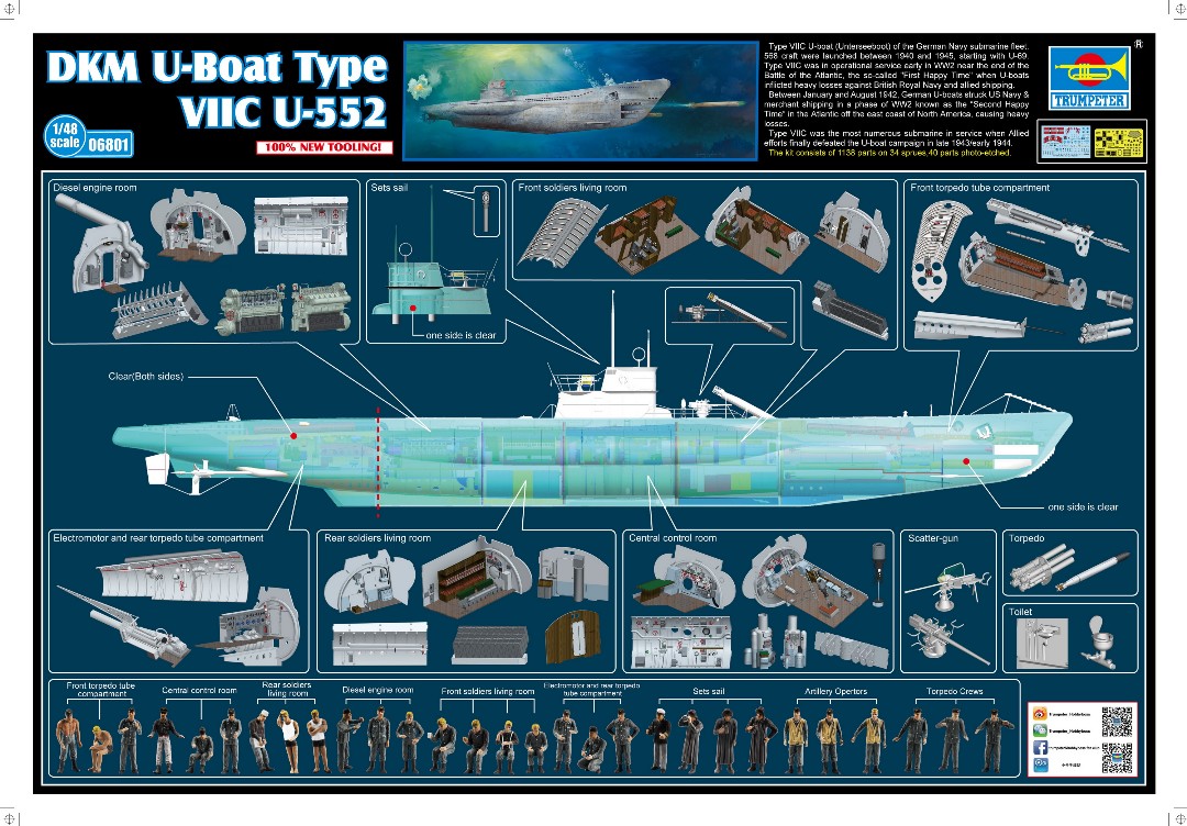 Trumpeter 1/48 DKM U-Boat Type VIIC U-552 – image 2