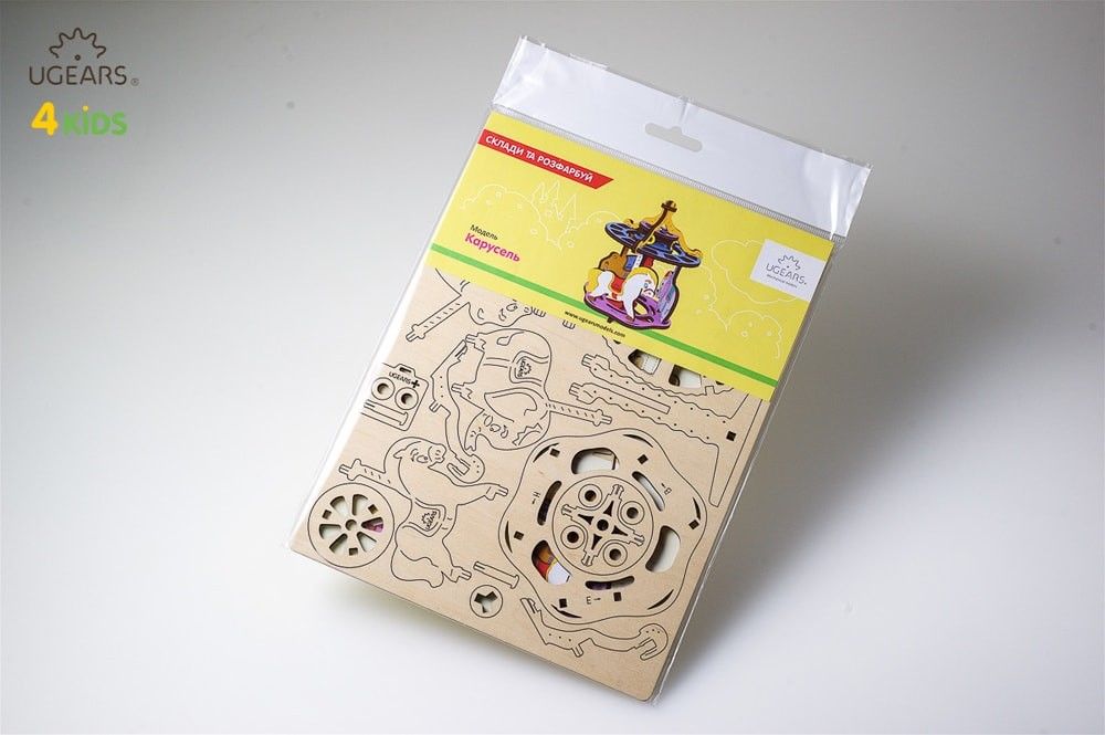 UGears Merry-go-round 3D-puzzle Coloring Model - 23 pieces – image 3