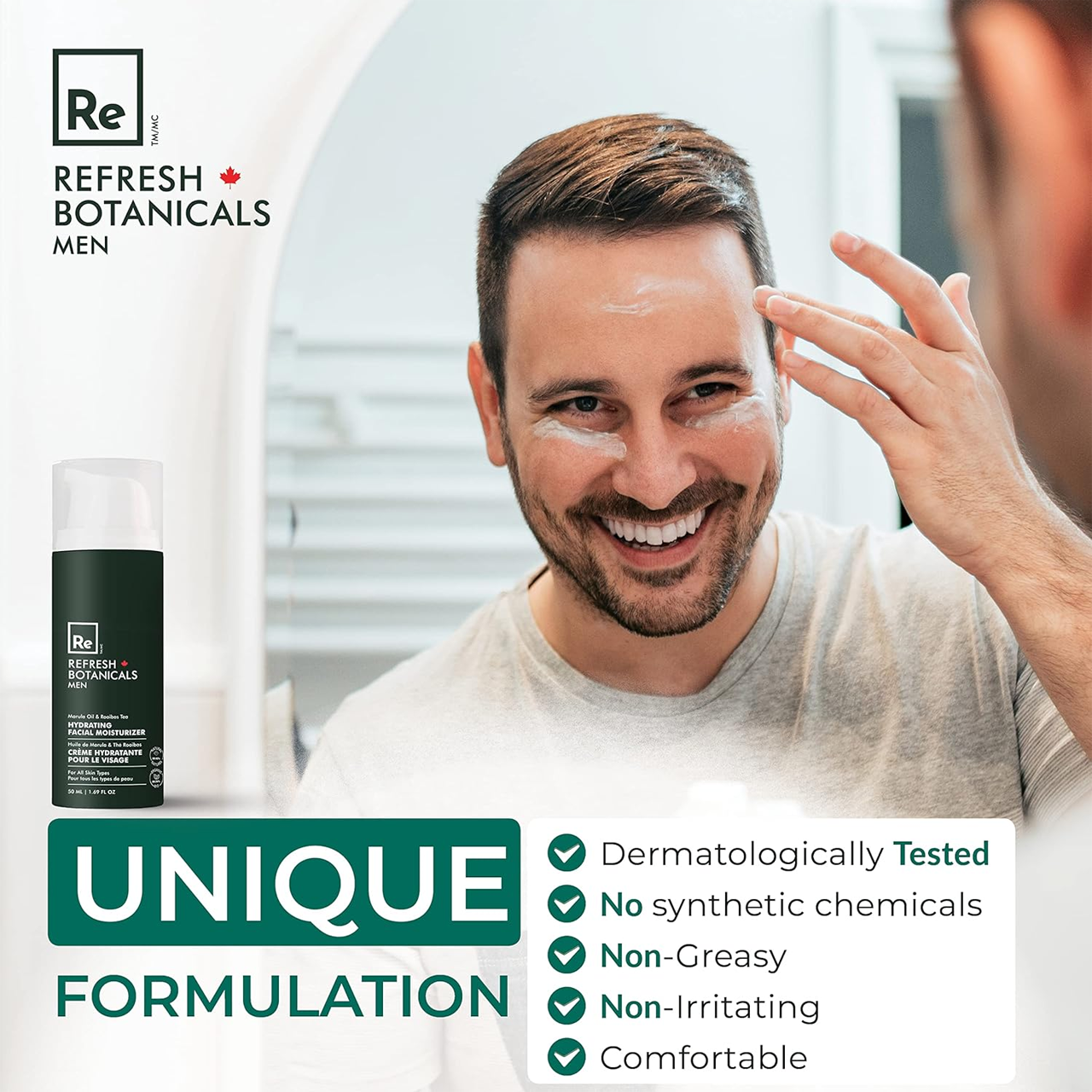 Refresh Botanicals - Men Hydrating Facial Moisturizer - Marula Oil & Rooibos tea | 50 mL – image 3