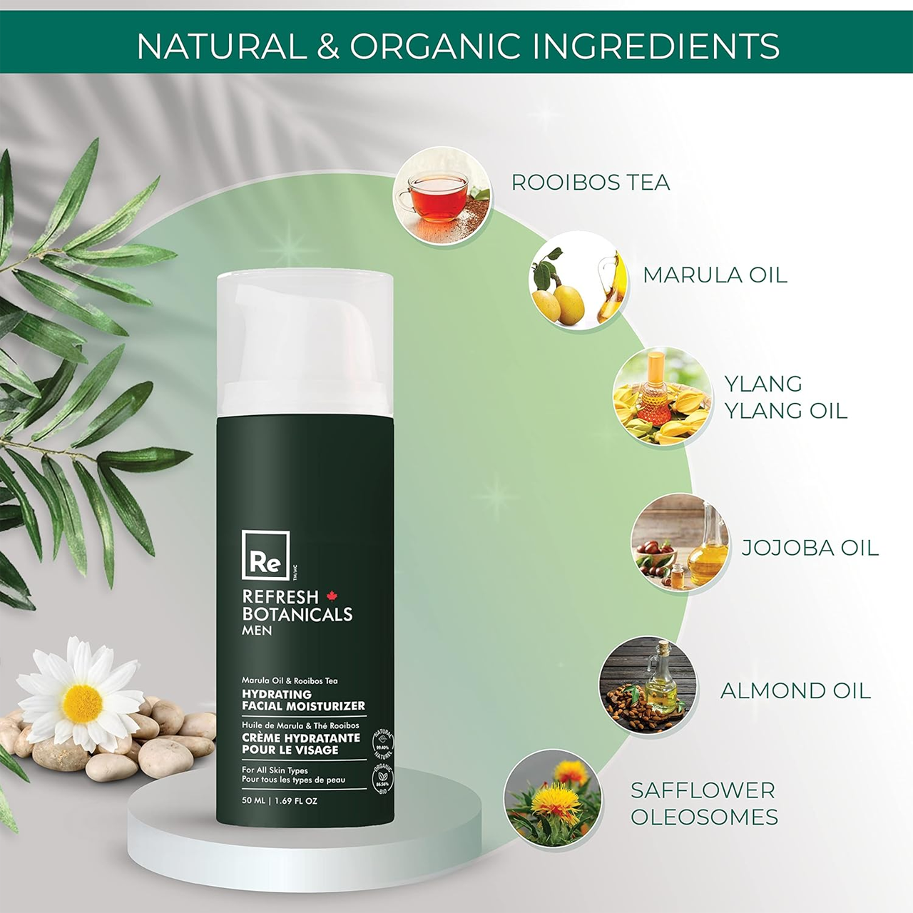 Refresh Botanicals - Men Hydrating Facial Moisturizer - Marula Oil & Rooibos tea | 50 mL – image 7