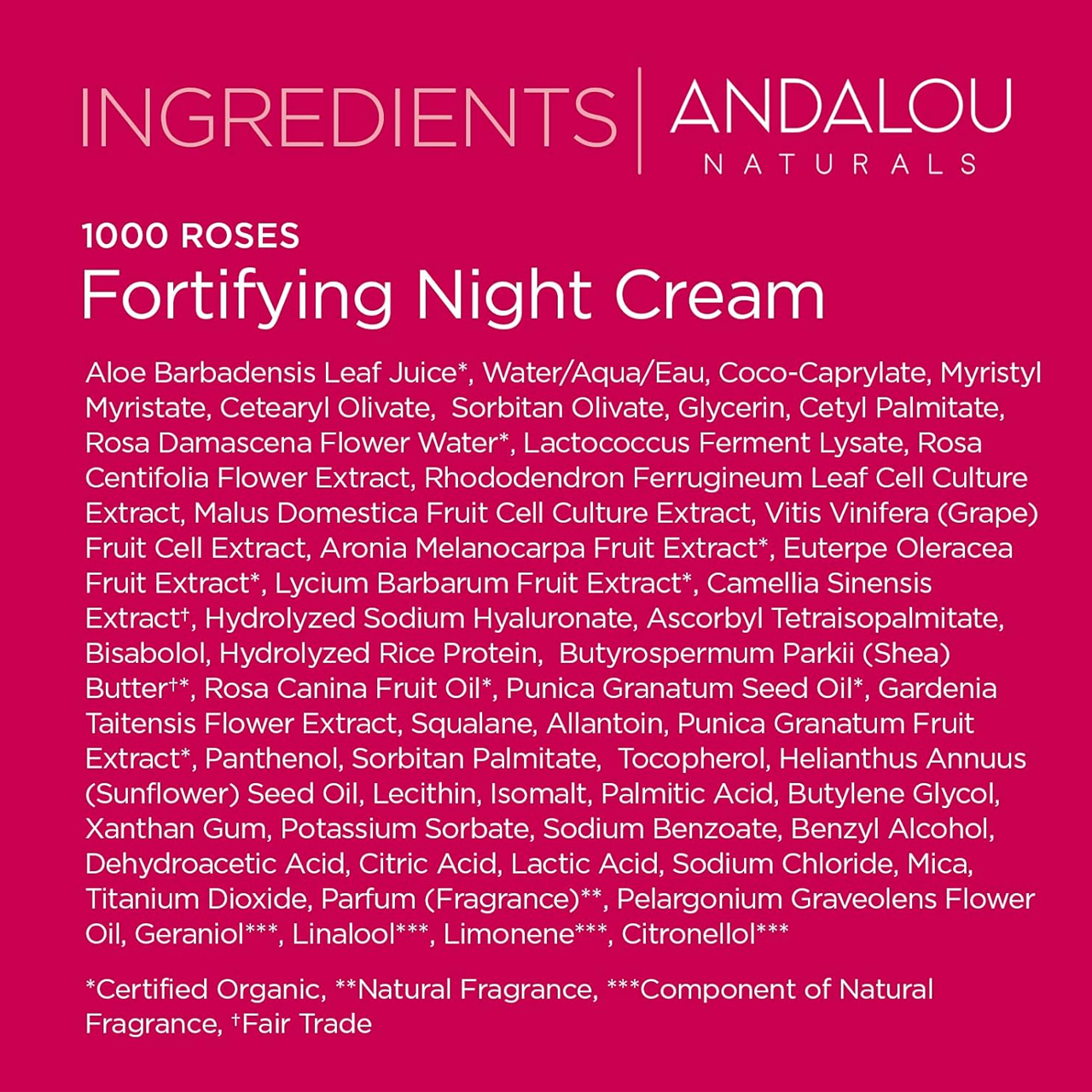 Andalou Naturals - 1000 Roses Fortifying Night Cream For Sensitive Skin | 50 g – image 2
