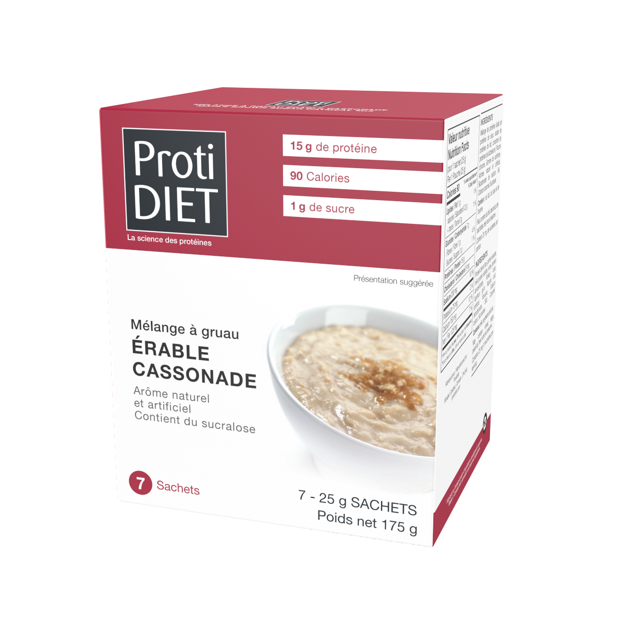 ProtiDiet - Maple Brown Sugar High Protein Oatmeal Mix | 7 x 25 g – image 2