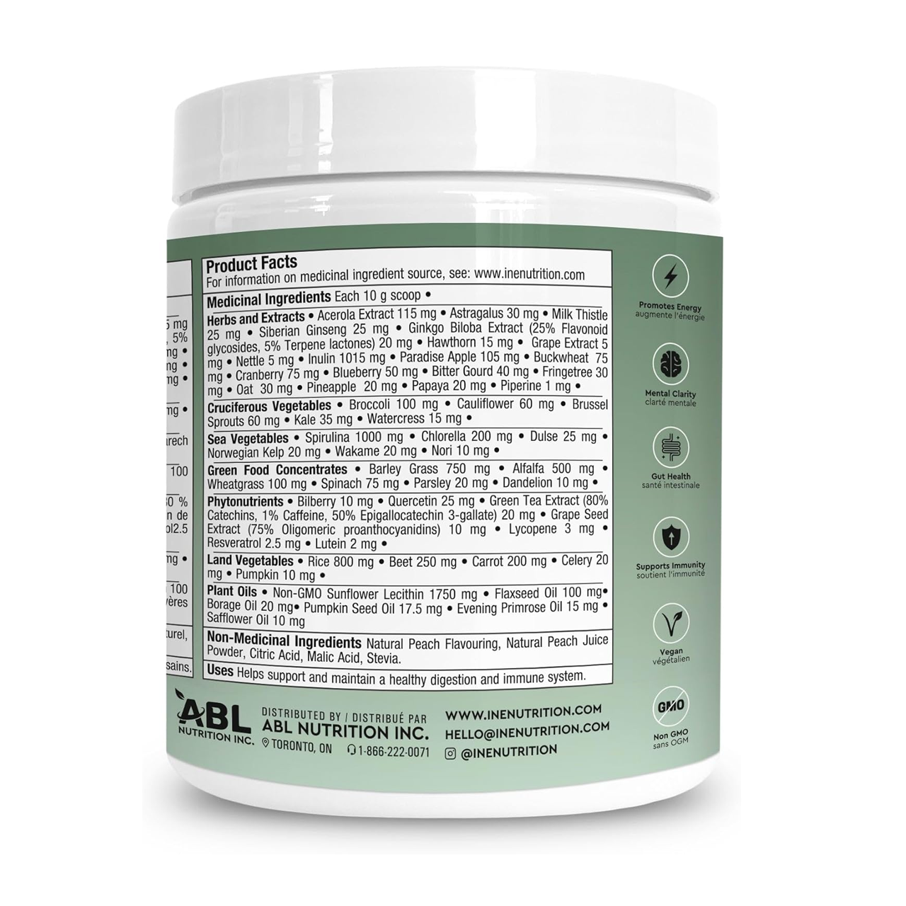 ine+ Nutrition - Super Greens Juicy Peach | 300 g – image 3