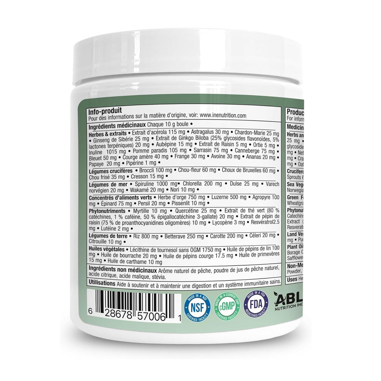 ine+ Nutrition - Super Greens Juicy Peach | 300 g – image 2