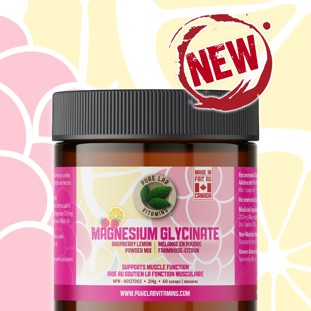 Pure Lab - Magnesium Glycinate Powder Mix - Raspberry Lemon | 214 g – image 2