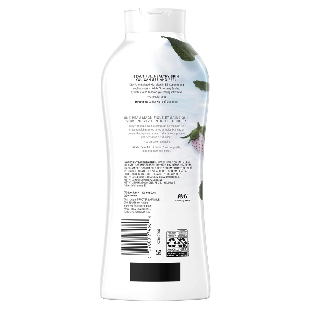 Olay - Fresh Outlast B3 Body Wash - White Strawberry & Mint | 650 mL – image 2