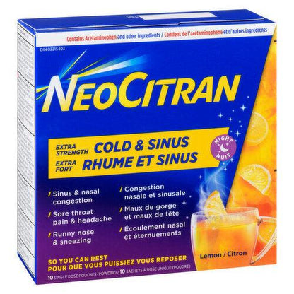 NeoCitran Extra Strength Cold & Sinus Lemon Flavour Nighttime – image 2
