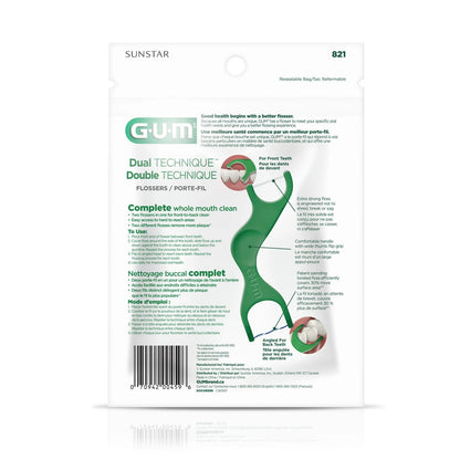 GUM DualTechnique 2-IN-1 Flossers, Fresh Mint, 50 count – image 2